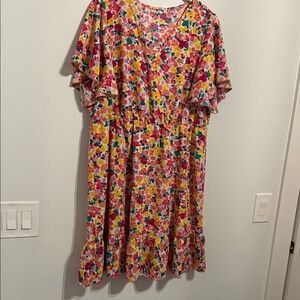 Floral V-Neck Ruffle Dress